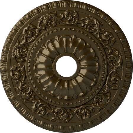 Ekena Millwork Vaduz Ceiling Medallion (Fits Canopies up to 3 1/2"), 23 1/2"OD x 3 1/2"ID x 2 1/8"P, Brass CM23VABRS